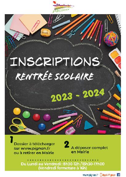 [INFORMATION ] Ouverture des inscriptions scolaires 2023-2024